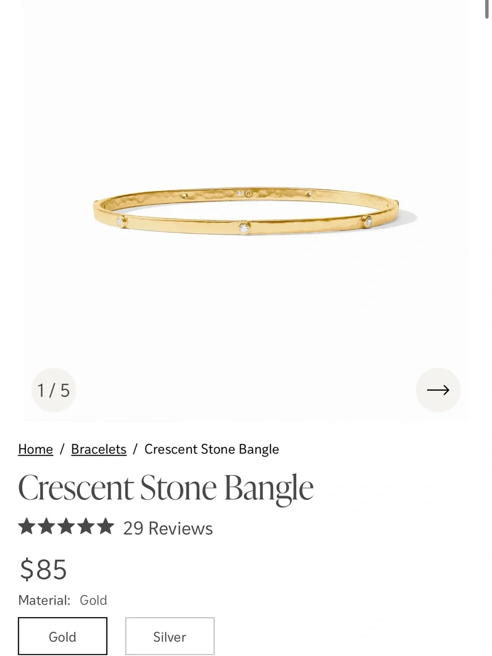 Julie Vos Gold Crescent Bangle Bracelet